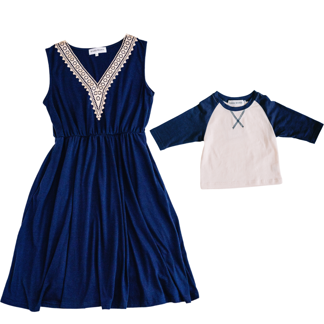 Navy Lace Blue Mommy & Son