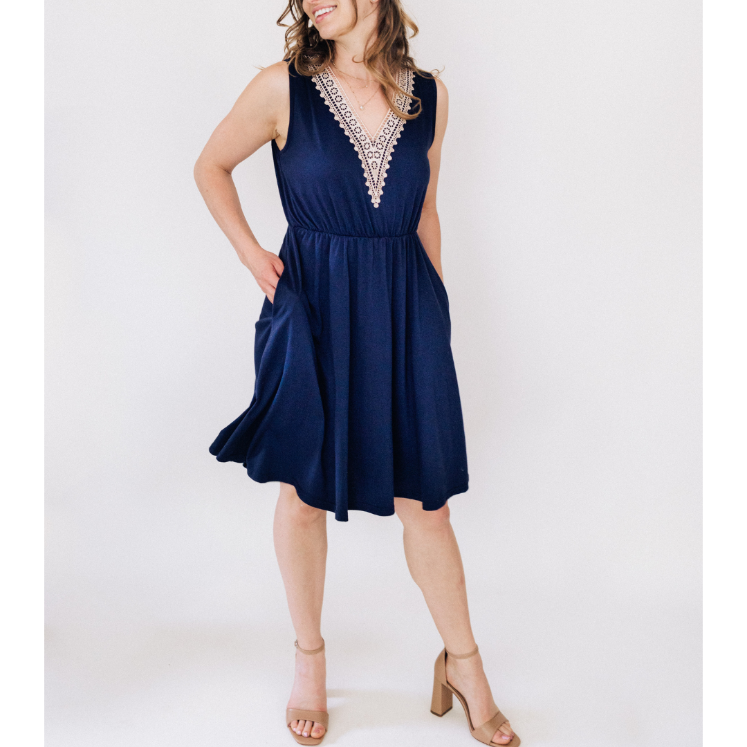 Navy Lace Blue Mommy & Son