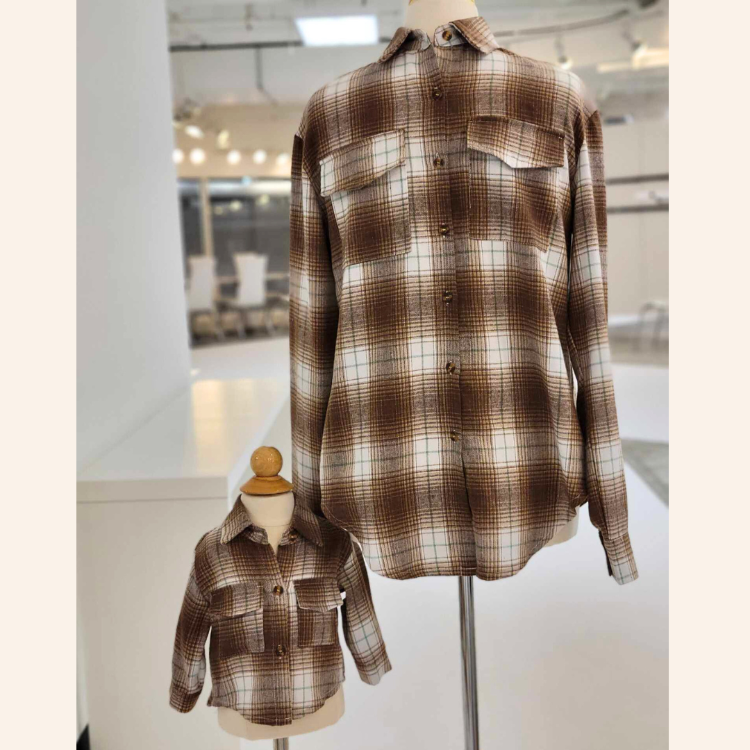 Lightweight Brown Flannel- Adult & Son