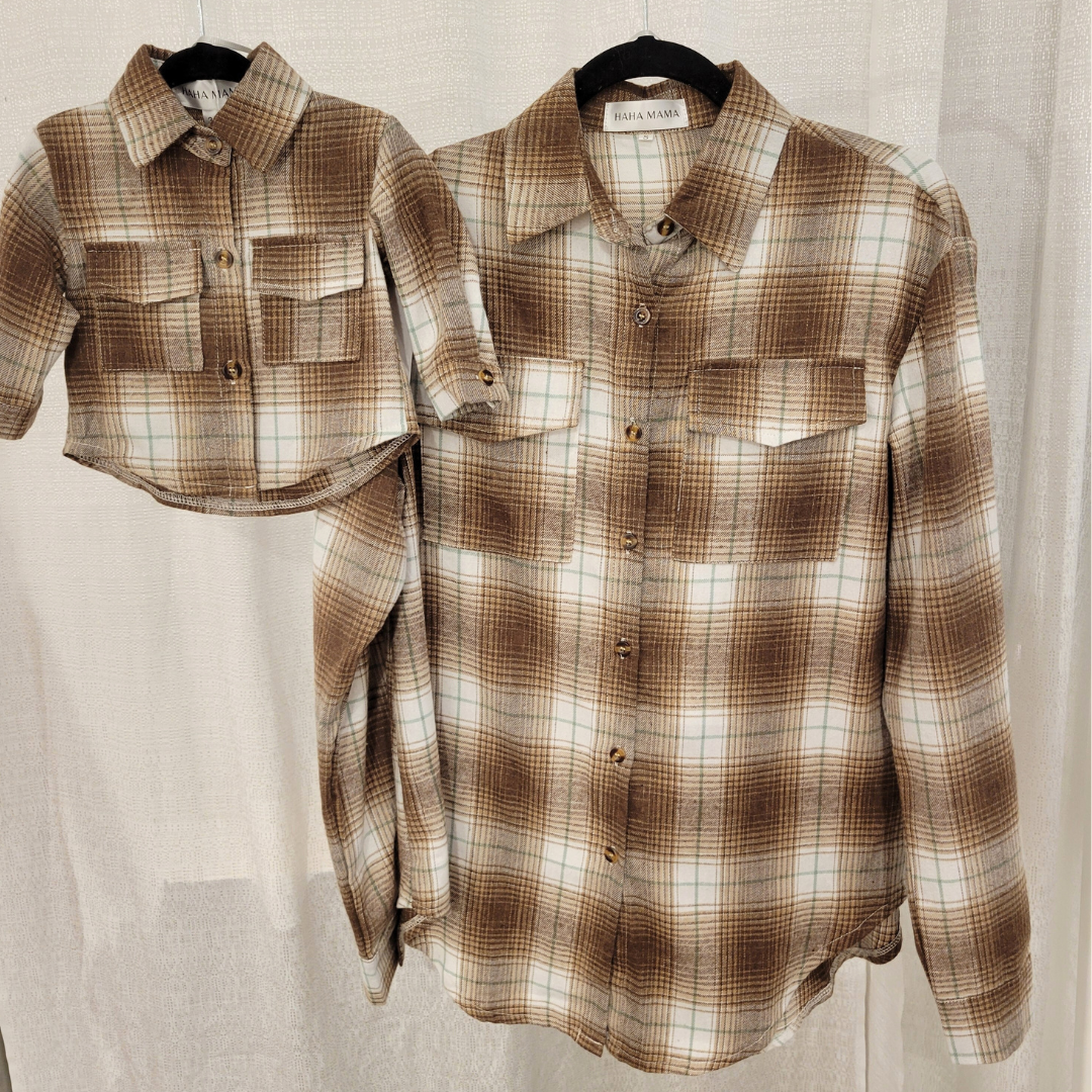 Lightweight Brown Flannel- Adult & Son
