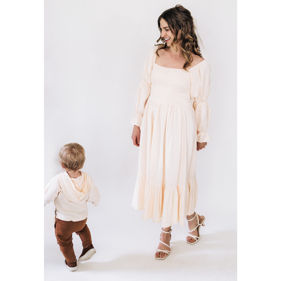 Mommy and Son Cream Muslin Outfits