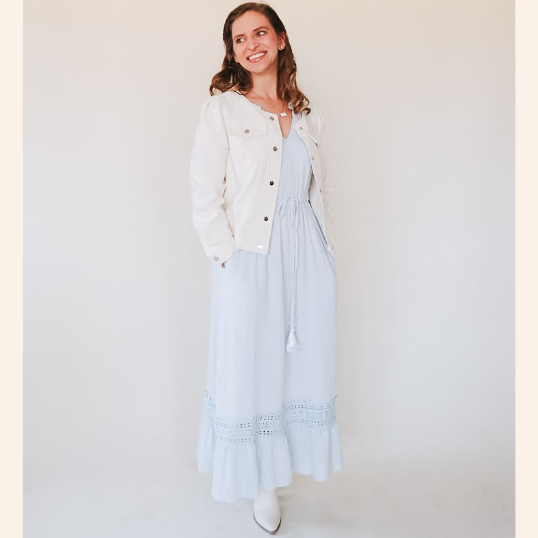 Ivory Cropped Denim Jacket - Women