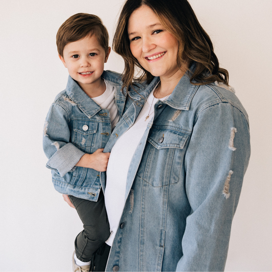 Distressed Denim Jean Jacket- Mom & Son