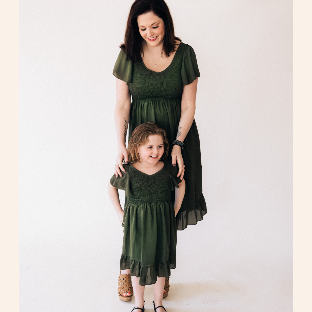 Dark Green Chiffon Dress