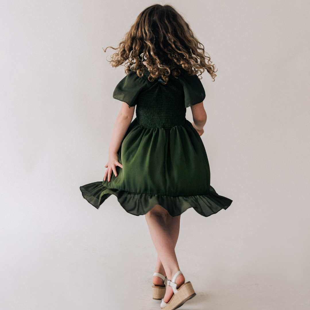 Dark Green Chiffon Dress