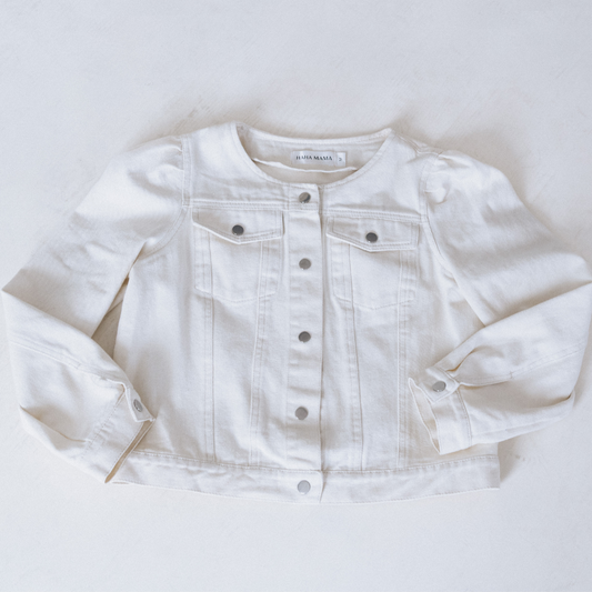 Ivory Cropped Denim Jacket - Women