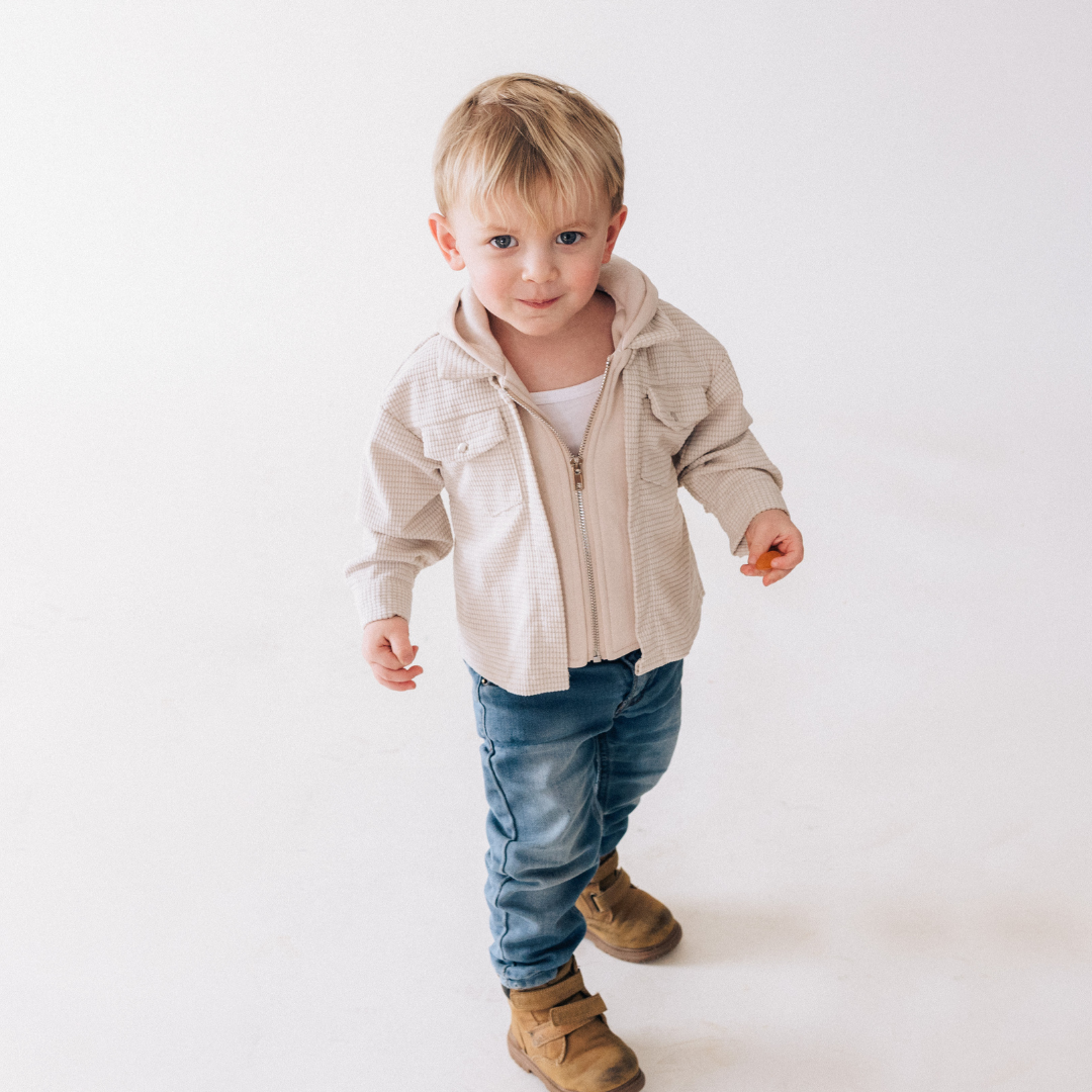 Textured Khaki Jacket- Mom & Son