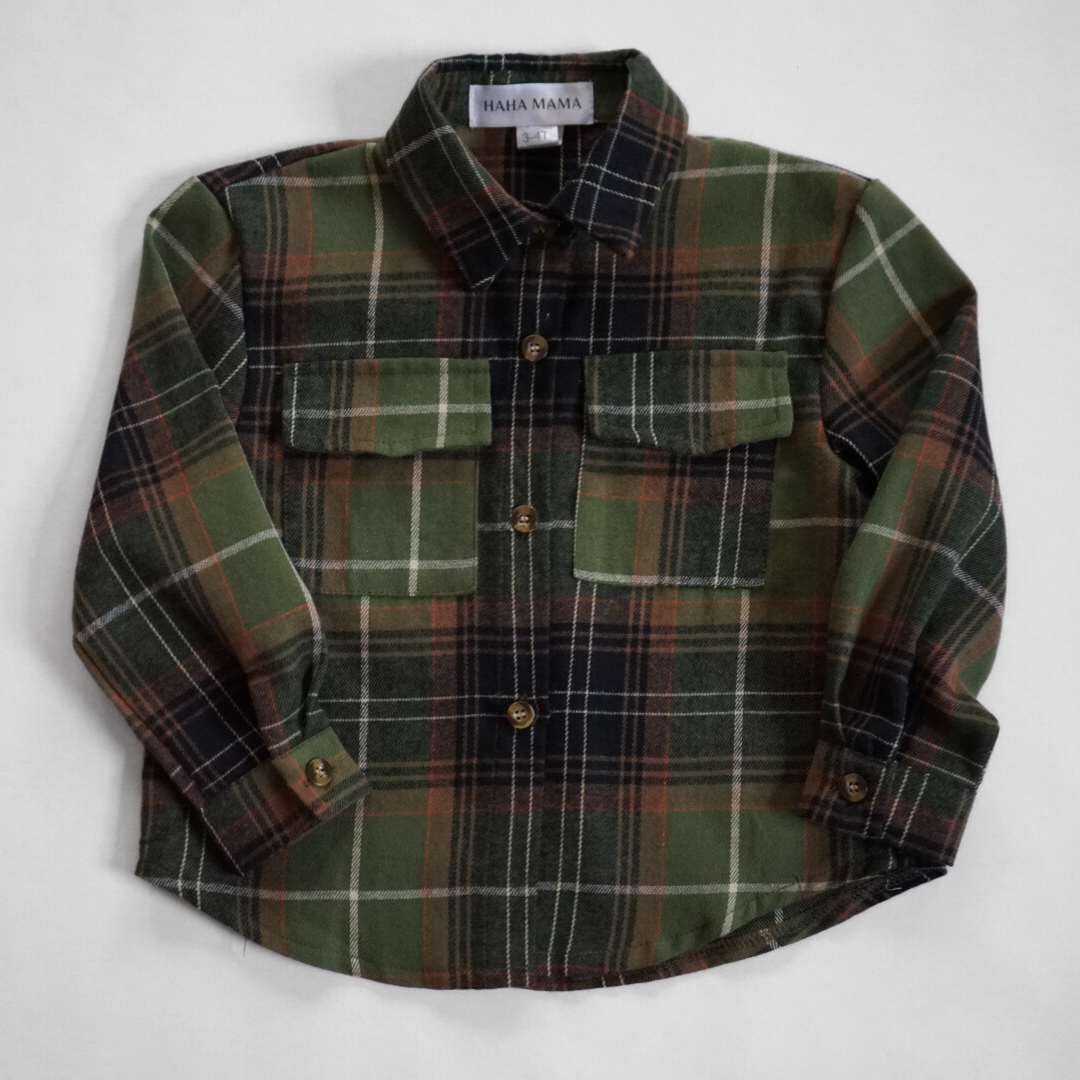 Lightweight Green Flannel- Adult & Son