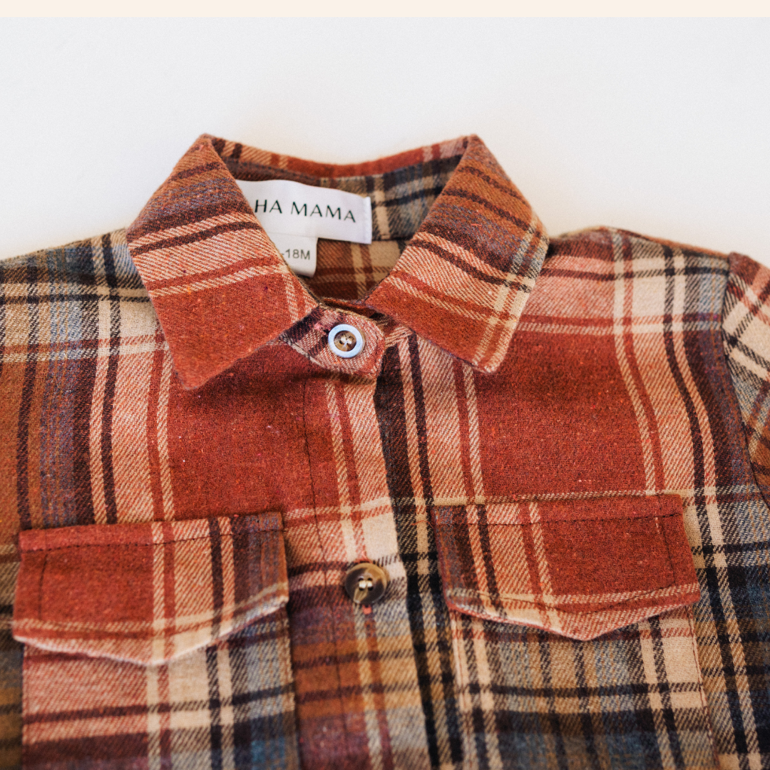 Lightweight Rust Flannel- Adult & Son