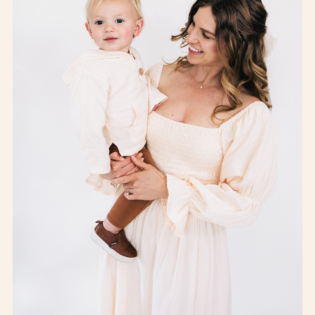 Mommy and Son Cream Muslin Outfits