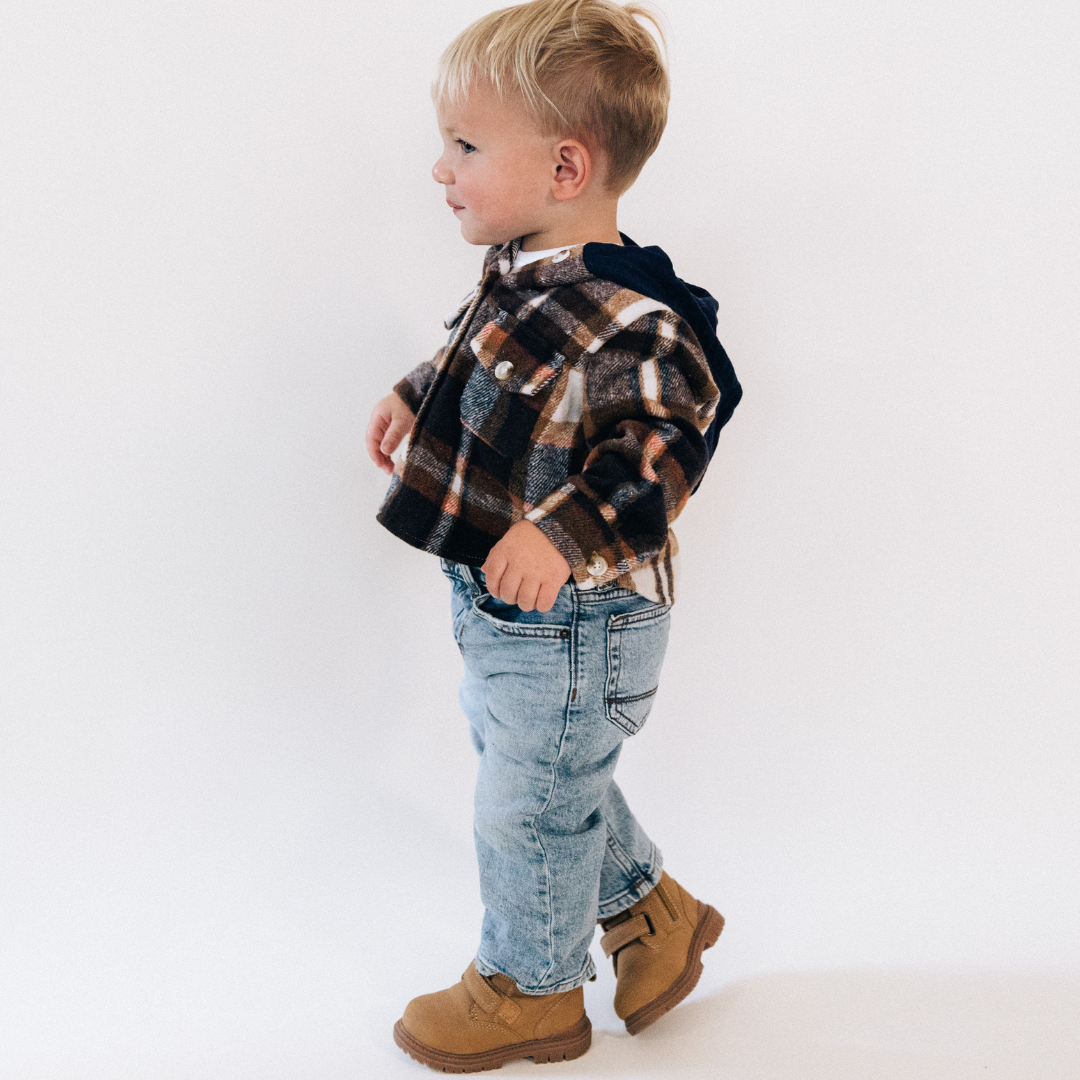Navy & Copper Flannel- Mom & Son