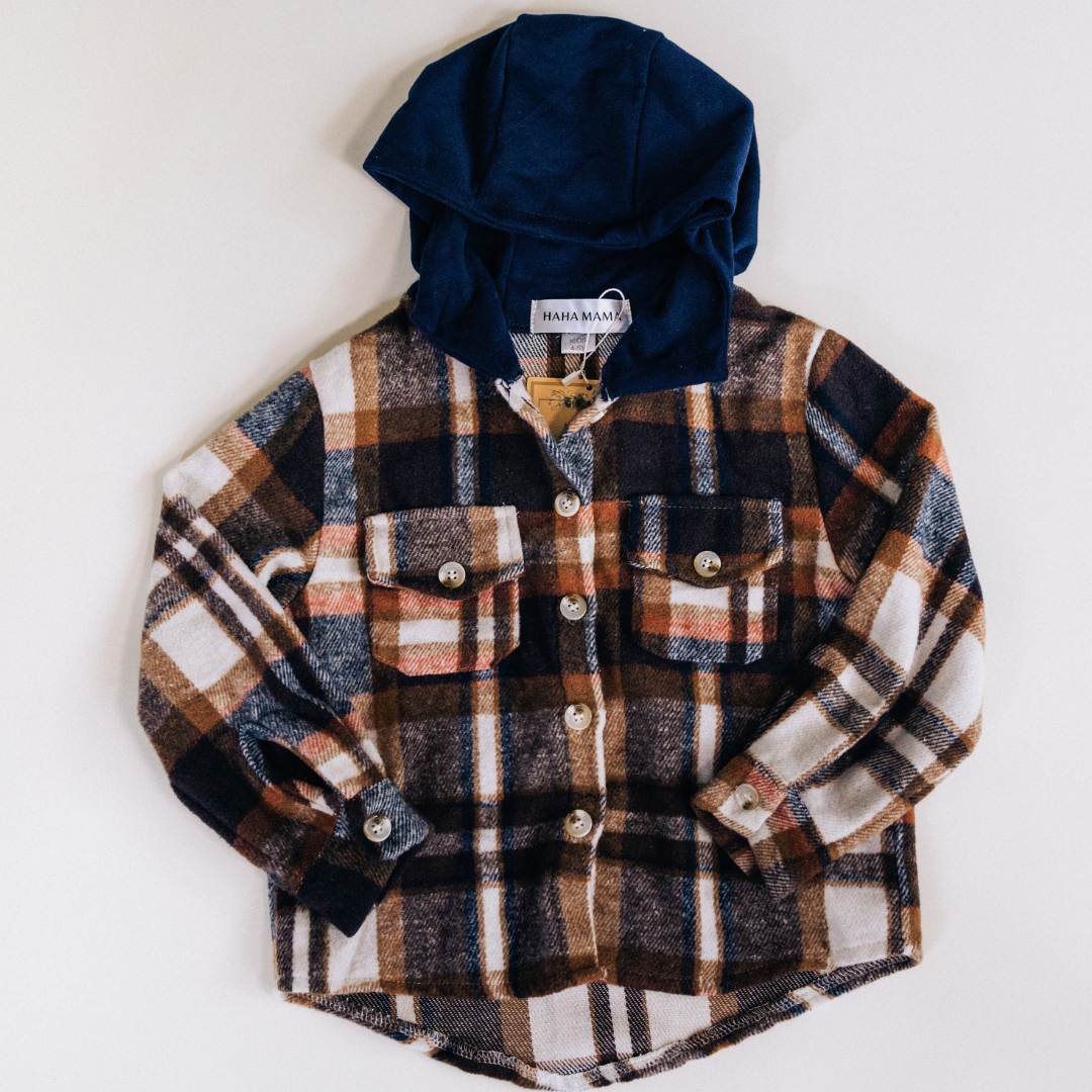 Navy & Copper Flannel- Mom & Son