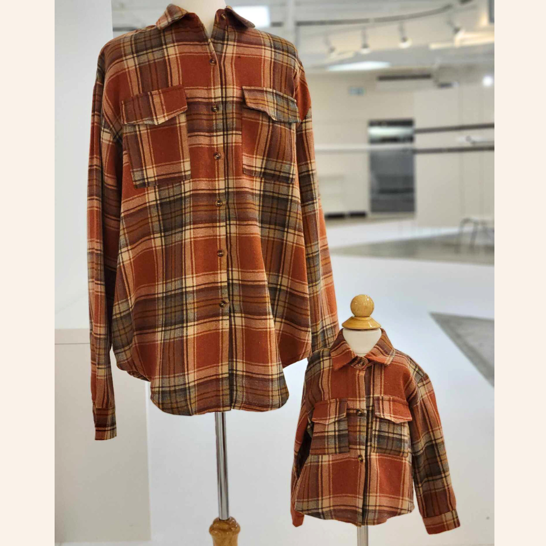 Lightweight Rust Flannel- Adult & Son