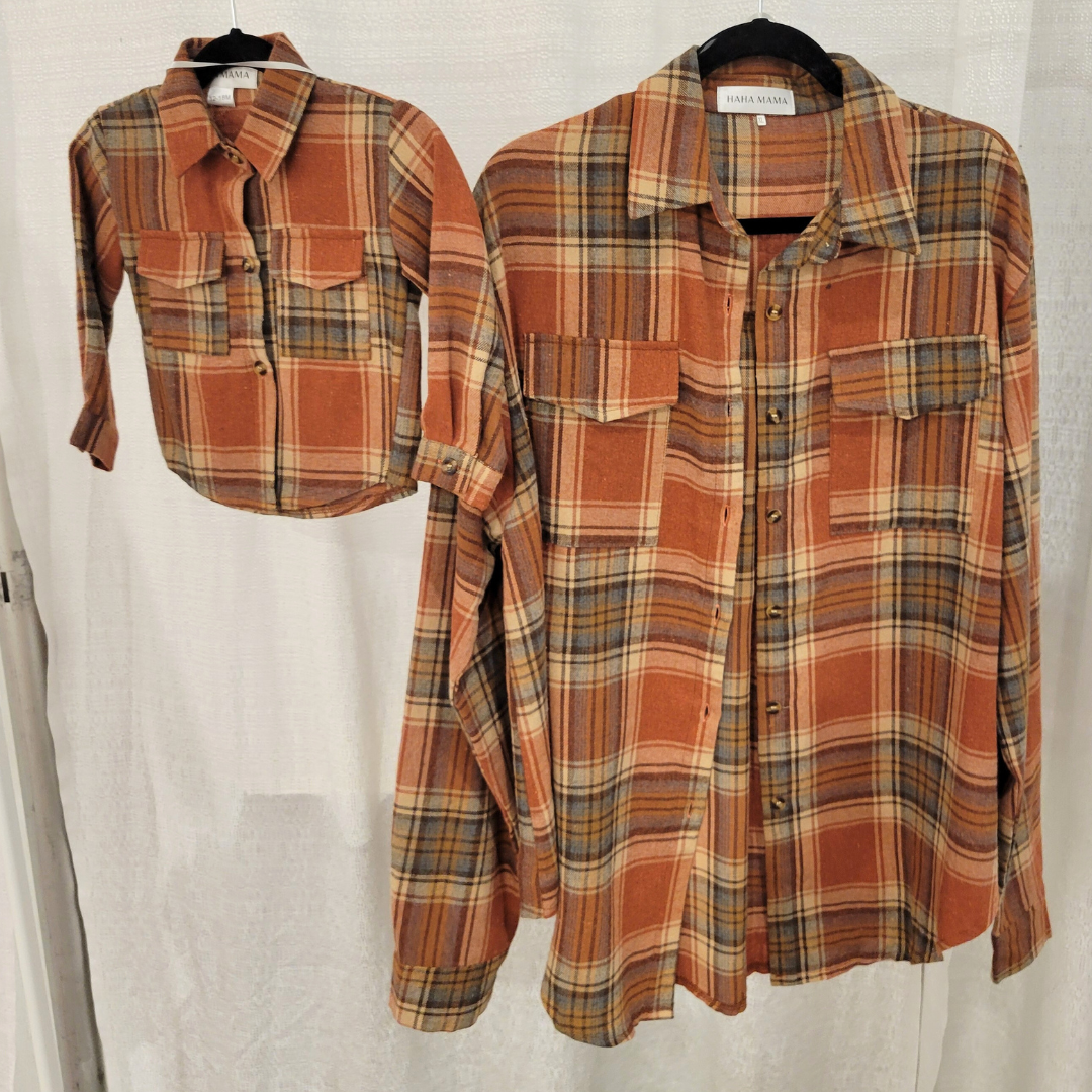 Lightweight Rust Flannel- Adult & Son