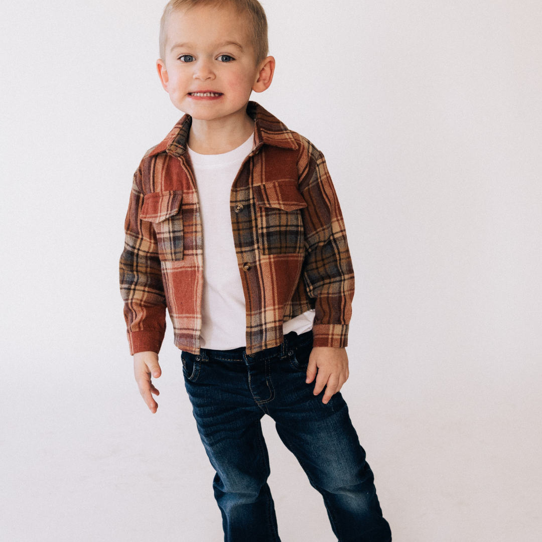 Lightweight Rust Flannel- Adult & Son