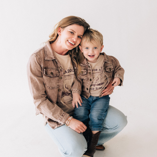 Brown Denim Jacket- Mom & Son