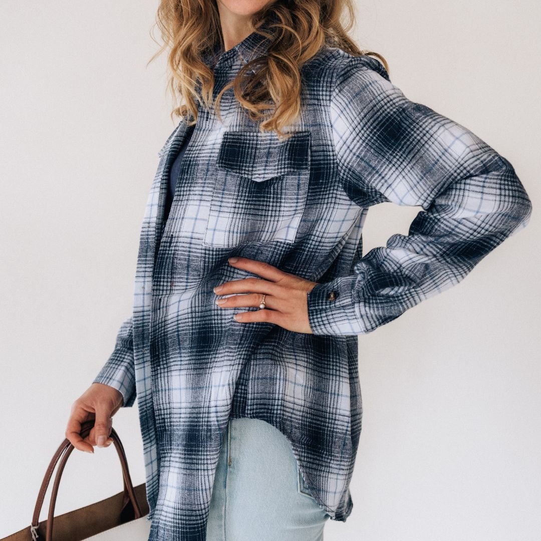 Lightweight Navy Flannel - Adult - HAHA MAMA Clothing
