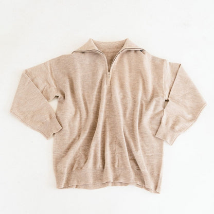 Quarter Zip Sweater Sand- Women