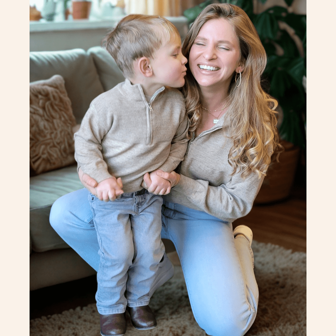 Quarter Zip Sand Mom & Son Sweaters - HAHA MAMA Clothing