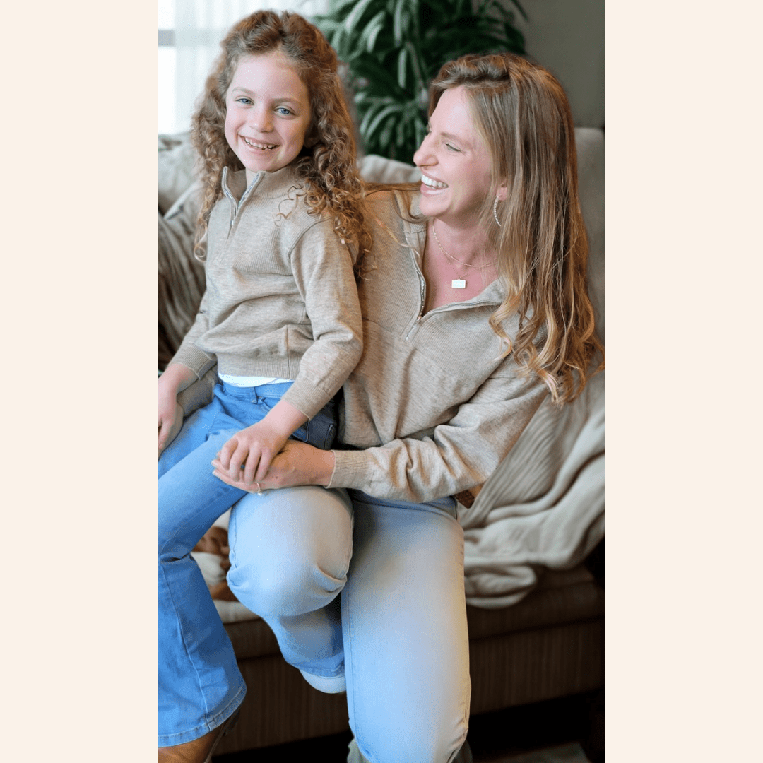 Quarter Zip Sand Matching Mommy & Me Sweaters - HAHA MAMA Clothing