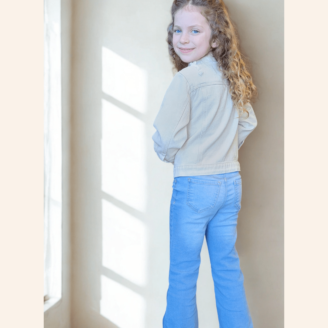 Khaki Distressed Denim Mommy & Me Jackets - HAHA MAMA Clothing