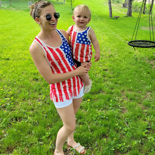 Red, White, and Blue Tank Tops- Mom & Son