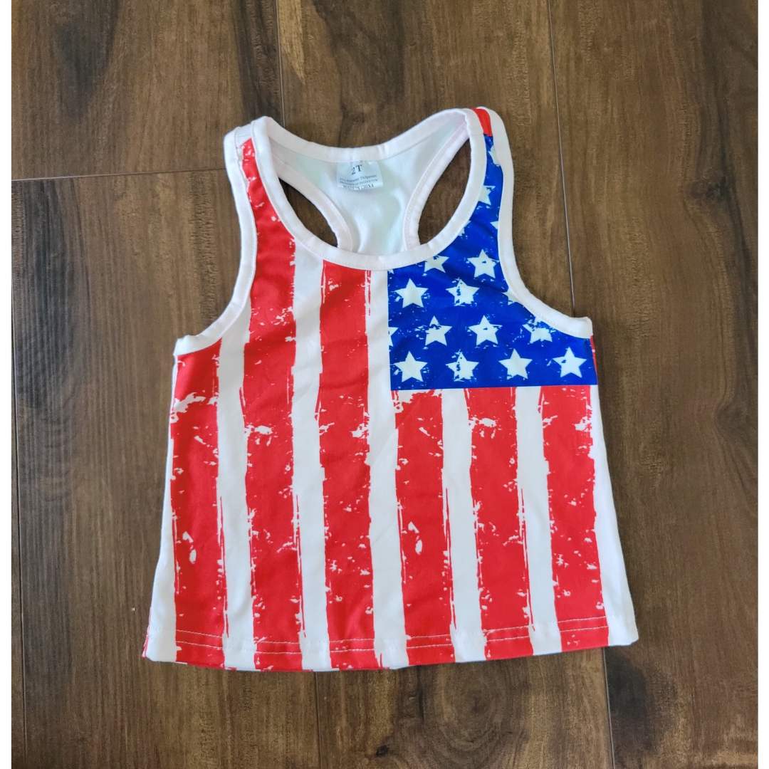 Red, White, and Blue American Flag Tank Top- Child