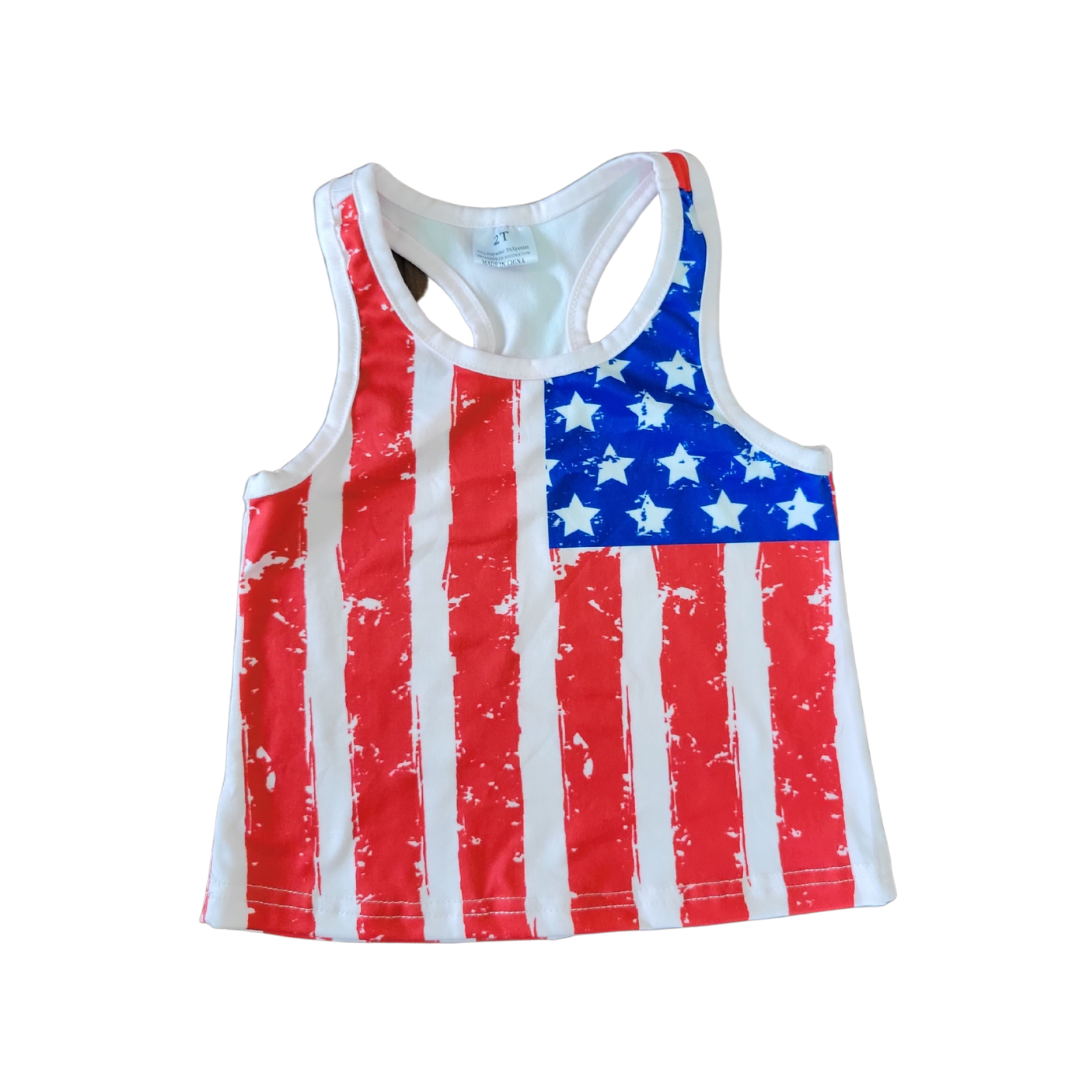 Red, White, and Blue American Flag Tank Top- Child