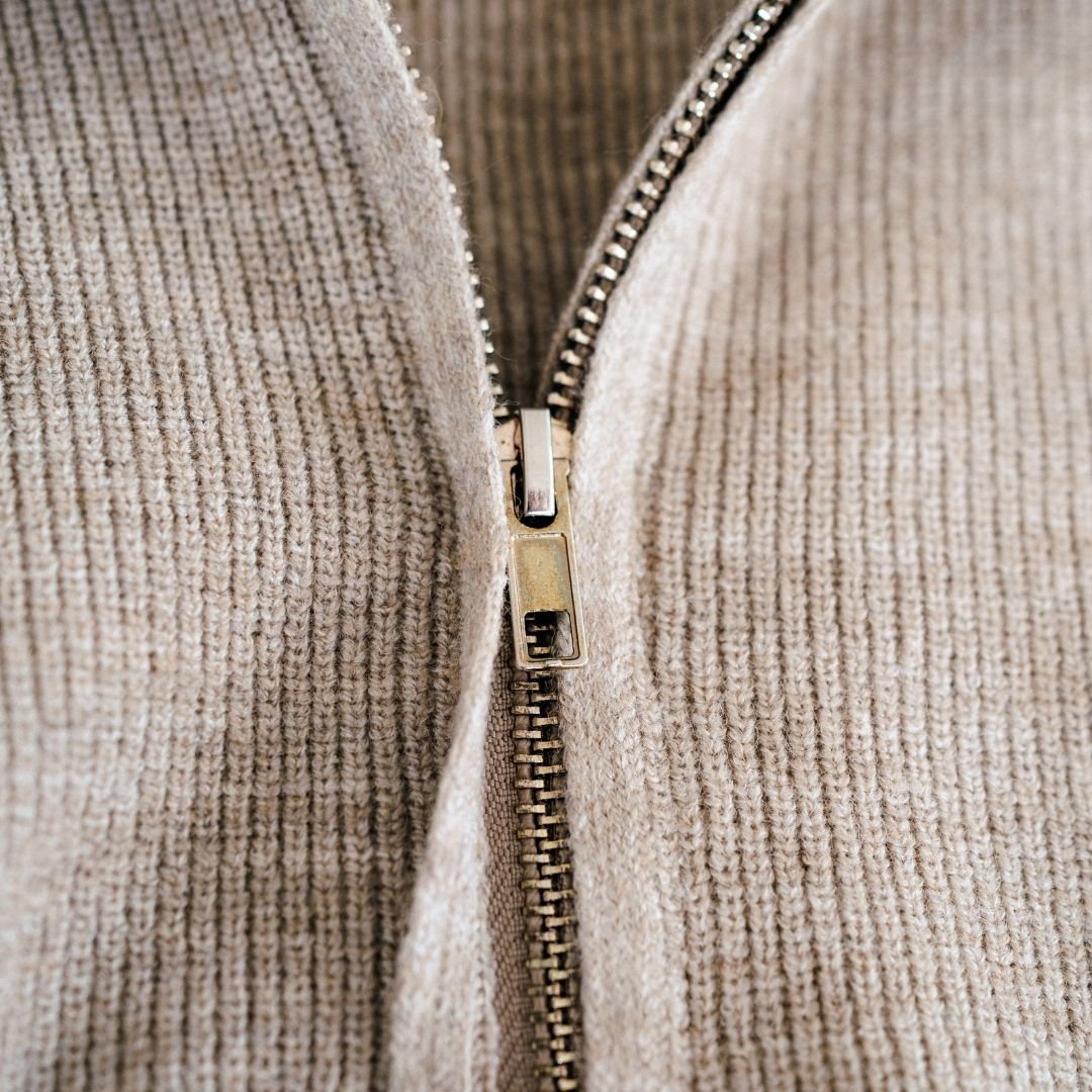 Quarter Zip Sweater Sand - Infant - HAHA MAMA Clothing