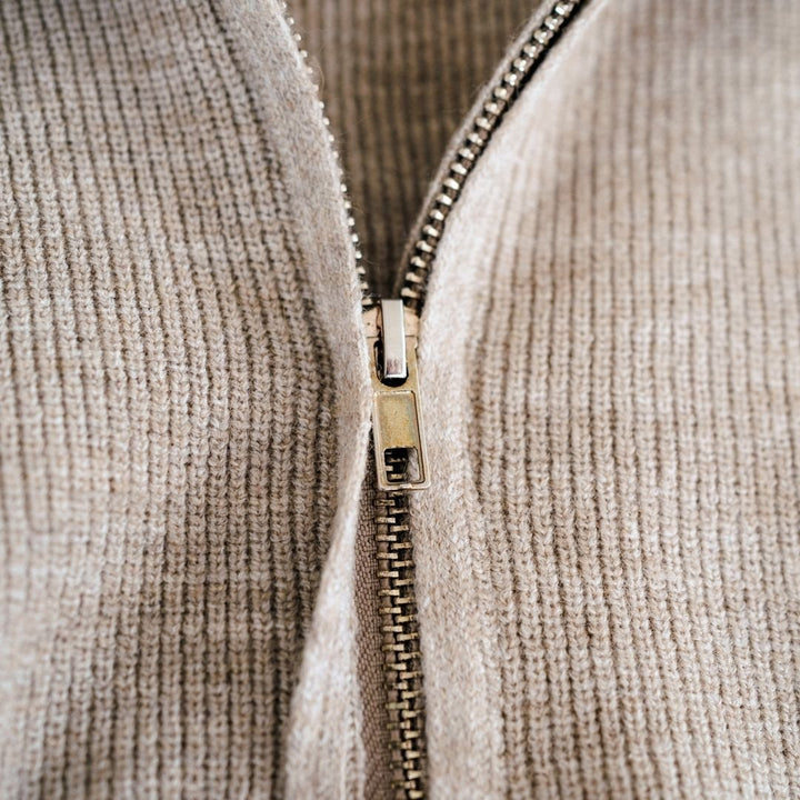 Quarter Zip Sweater Sand - Infant - HAHA MAMA Clothing