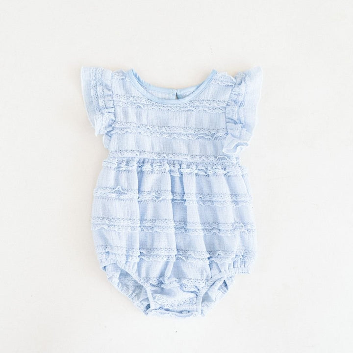 Ruffle Blue Pearl Onesie - Infant - HAHA MAMA Clothing