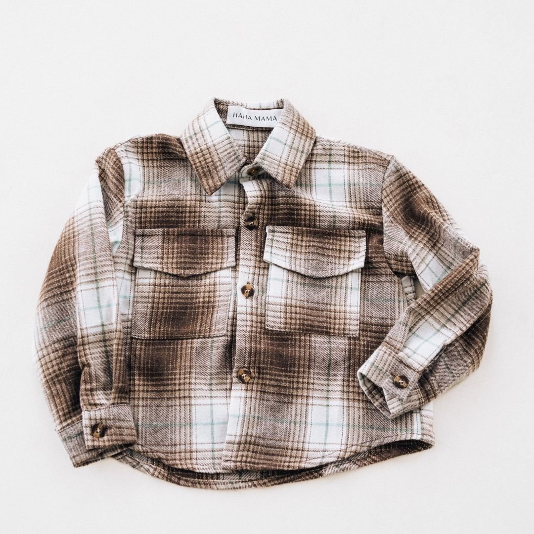 Lightweight Brown Flannel - Infant - HAHA MAMA Clothing