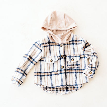 Cream & Navy Plaid Flannel- Mom & Son