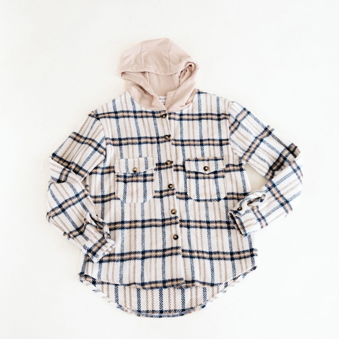 Cream & Navy Mommy & Son Flannels - HAHA MAMA Clothing