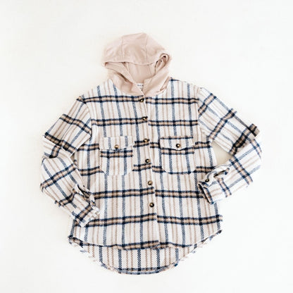 Cream & Navy Plaid Flannel- Mom & Son