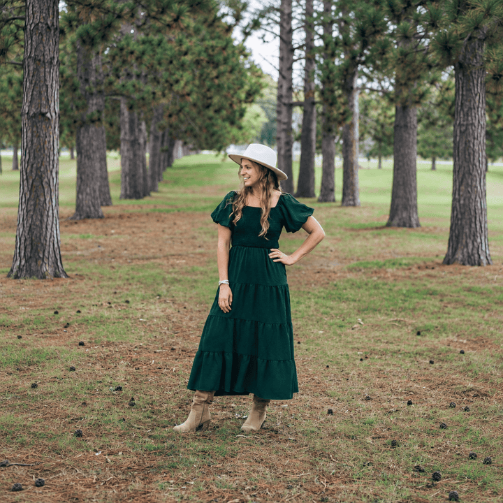 Puff Sleeve Green Maxi Dress - Women - HAHA MAMA Clothing