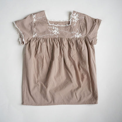 Embroidered Short Sleeve Peasant Blouse- Child
