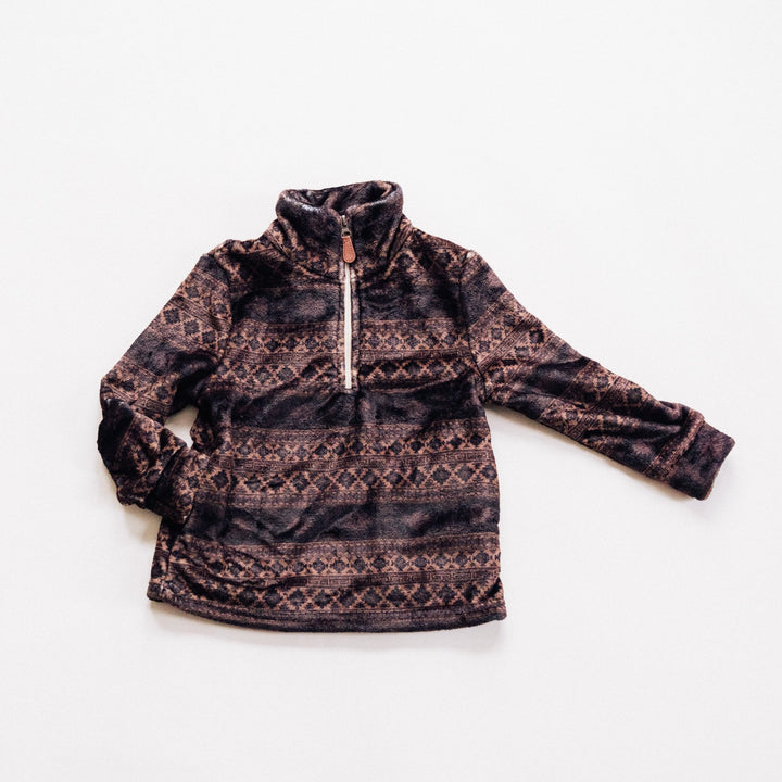 Aztec Printed Sherpa 1/4 Zip Pullover - Child - HAHA MAMA Clothing