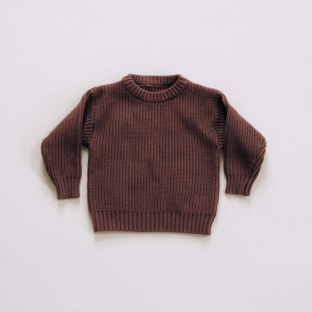 Chocolate Brown Knit Pullover Sweater - Child - HAHA MAMA Clothing