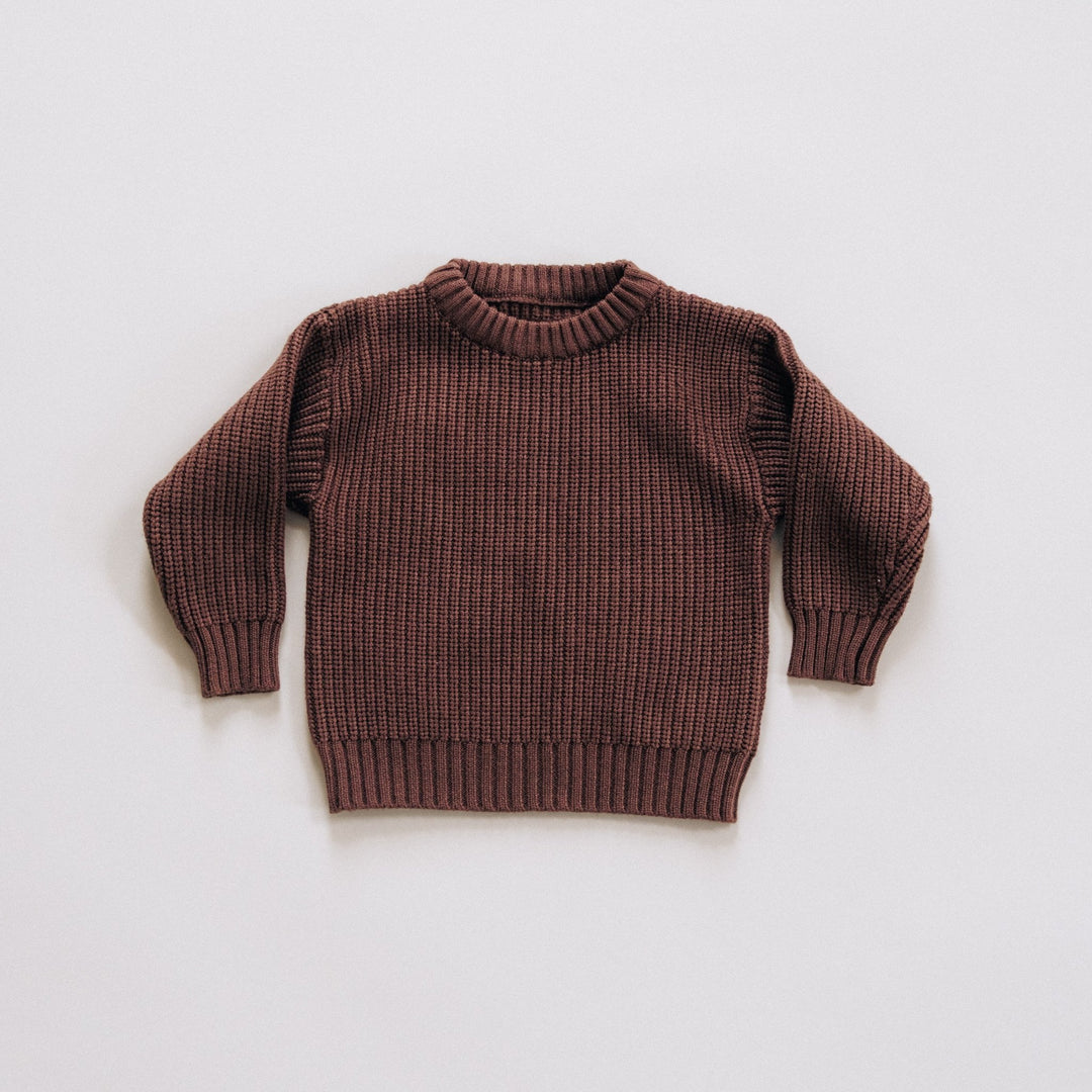 Chocolate Brown Knit Pullover Sweater - Child - HAHA MAMA Clothing