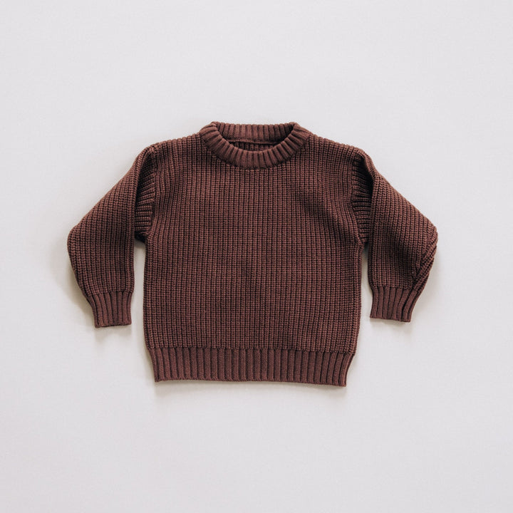Chocolate Brown Knit Pullover Sweater - Child - HAHA MAMA Clothing