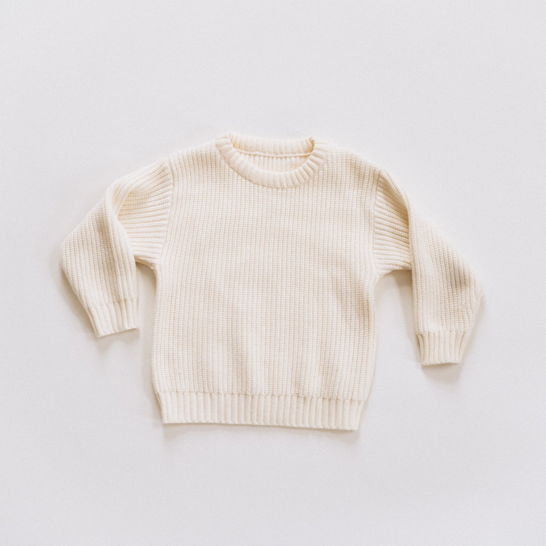 Soft White Knit Pullover Sweater - Child - HAHA MAMA Clothing