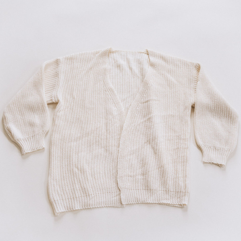 Off - White Knit Lantern Sleeve Cardigan - HAHA MAMA Clothing