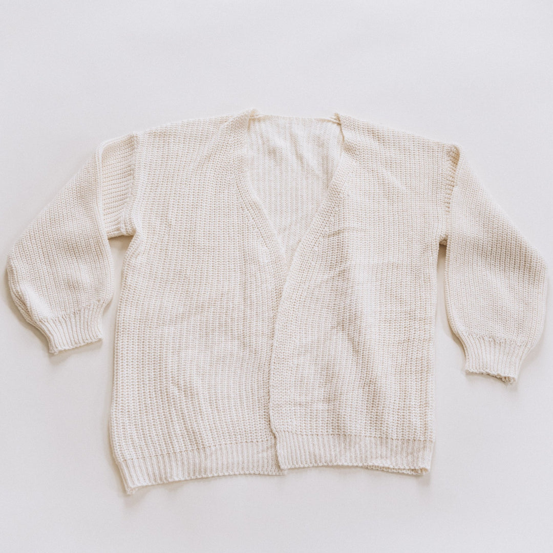 Off - White Knit Lantern Sleeve Cardigan - HAHA MAMA Clothing