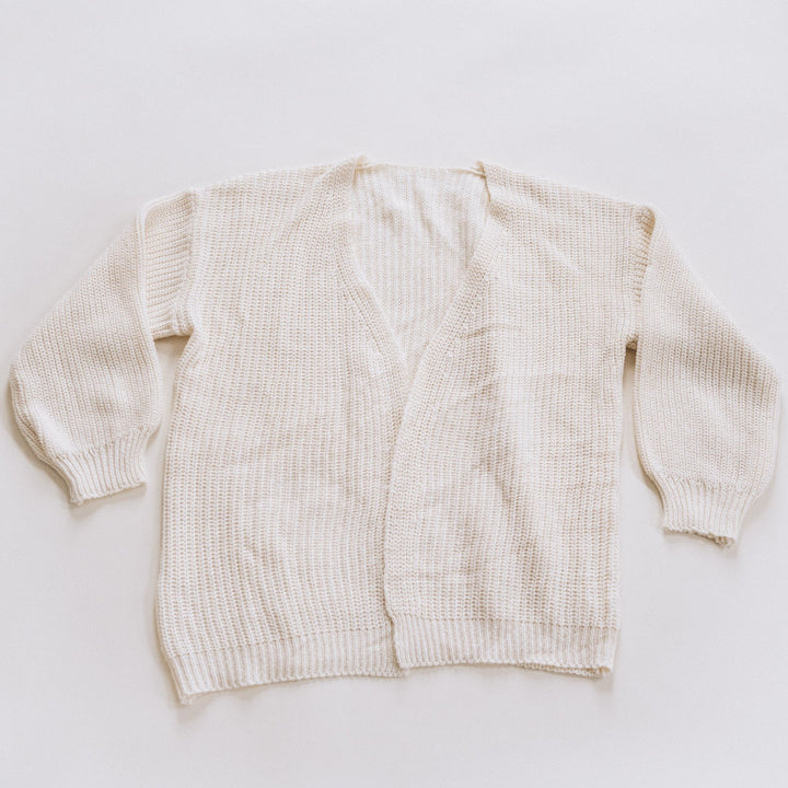 Off - White Knit Lantern Sleeve Cardigan - HAHA MAMA Clothing