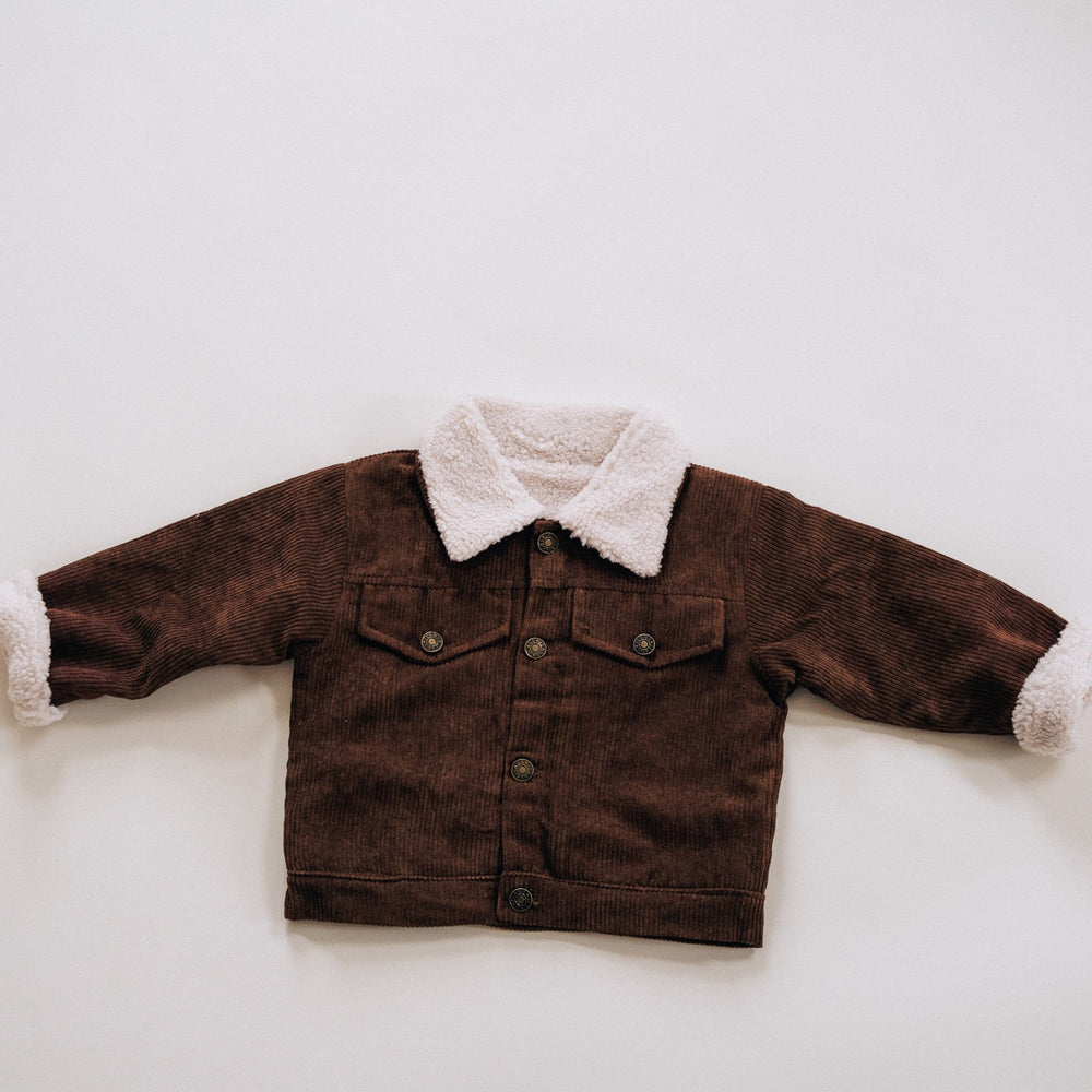 Sherpa Collar Coffee Corduroy Jacket - Child - HAHA MAMA Clothing