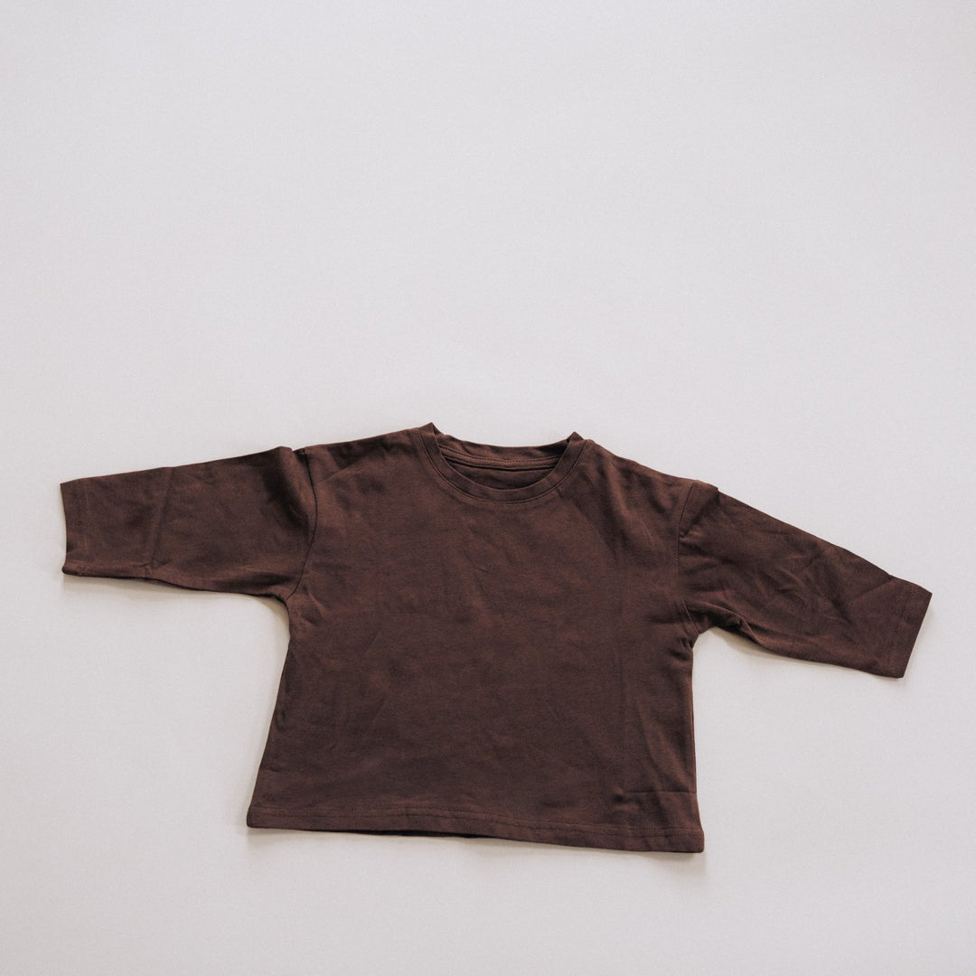 Mocha Brown Long Sleeve Shirt - HAHA MAMA Clothing
