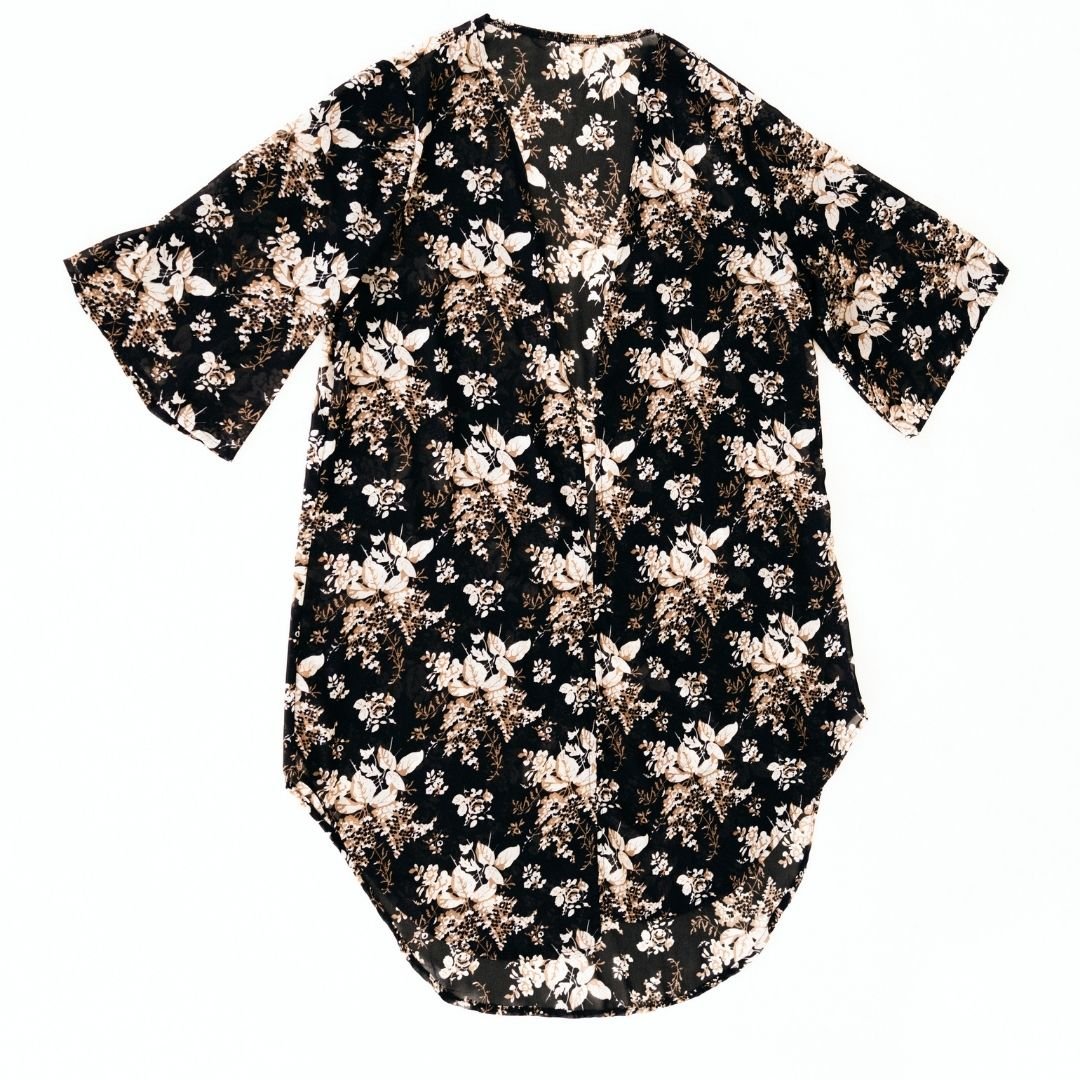 Black Floral Duster - Women - HAHA MAMA Clothing