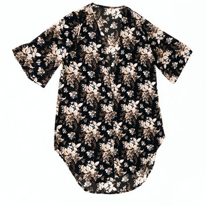 Black Floral Duster - Women