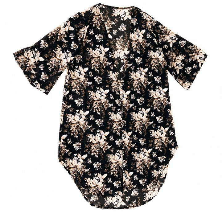 Black Floral Duster - Women - HAHA MAMA Clothing